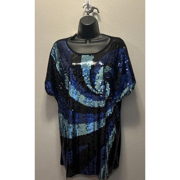 NWT Rox And Ali Sequence Top Blue And Black Size‎ 1X - Picture 1 of 5